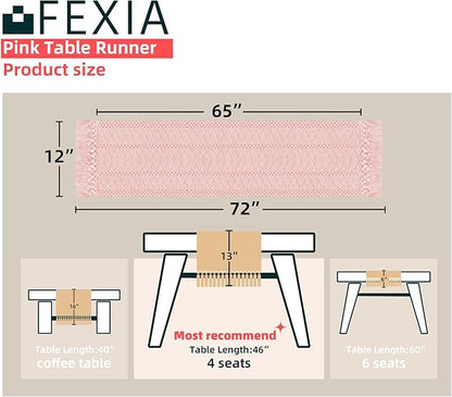 FEXIA Pink Table Runner 72 Inches Long - Image 2