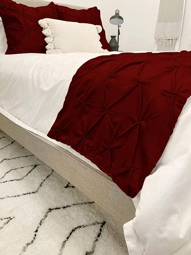 Bed Runner Set - 100% Pure Cotton 800 Thread Count - Luxury 1 Pinch Pleated Bed - Image 3