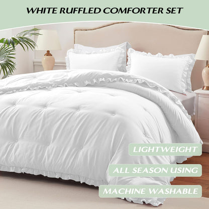 harborest full comforter - white ruffle comforter for shown in use