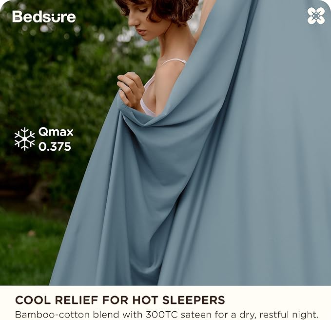 Bedsure Cooling Sheets, Rayon Derived from Bamboo & Cotton Blend, GentleSoft - Image 2