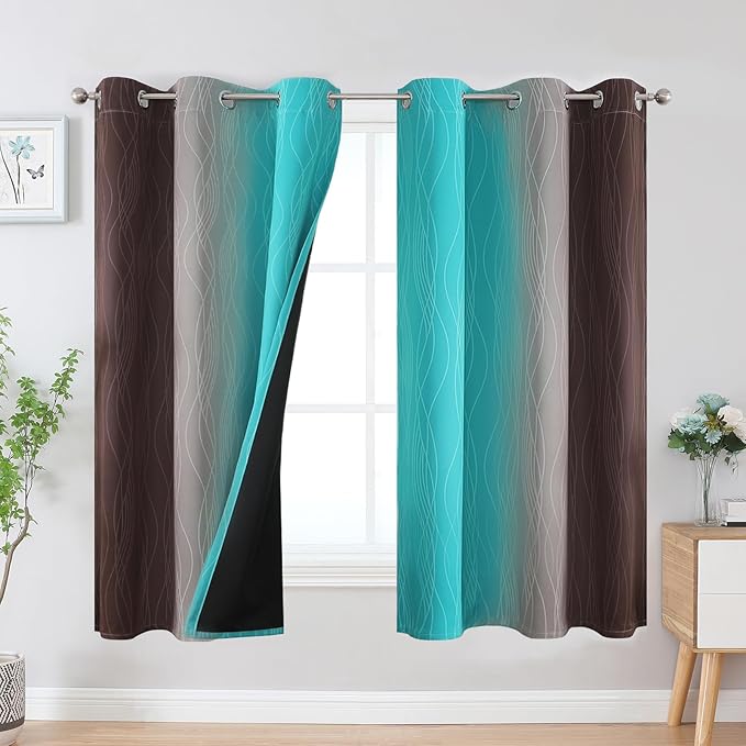 Estelar Textiler Brown and Teal Blackout Curtains & Drapes by ESTELARTEXTILER