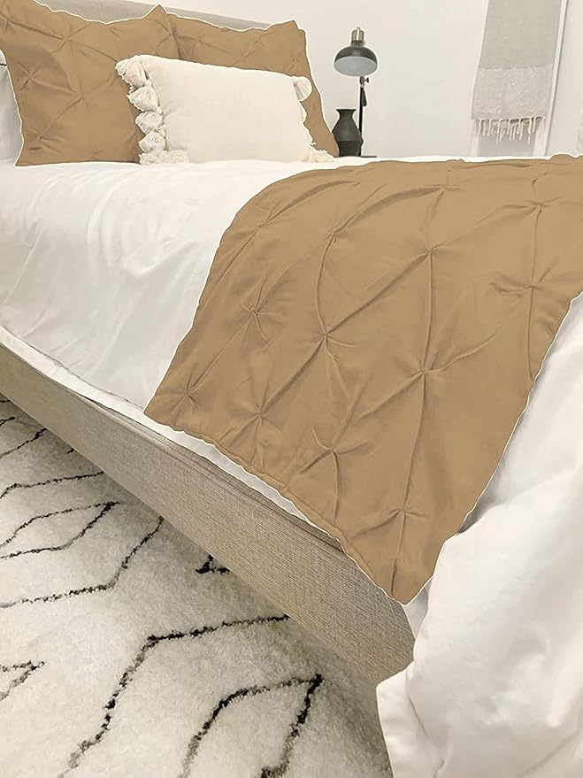 Bed Runner Set - 100% Pure Cotton 800 Thread Count - Luxury 1 Pinch Pleated Bed - Image 3