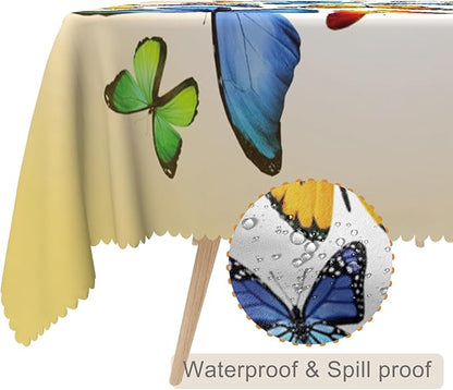52x70inches Butterfly Rectangle Tablecloth Colorful Butterflies Printed Yellow - Image 2