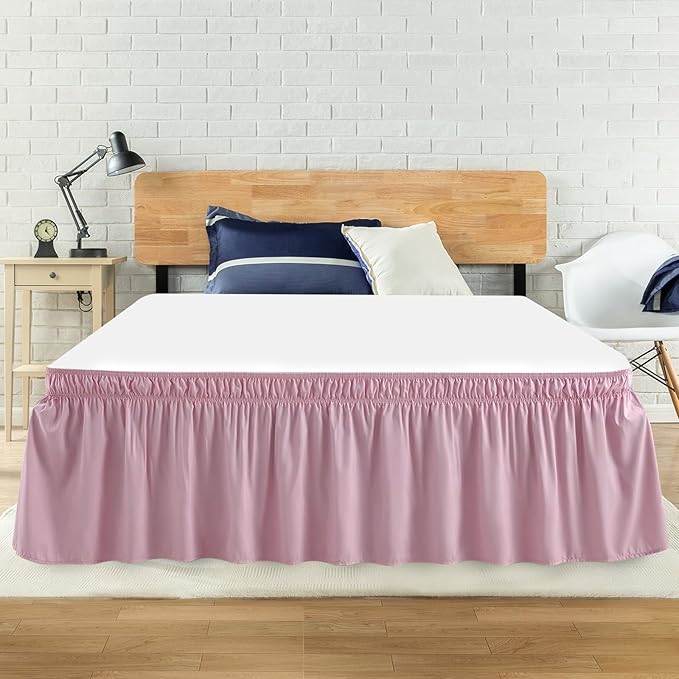 Queen Bed Skirt, Elastic Wrap Around Bed Skirt Queen Size, Bed Skirts by ANARACHON
