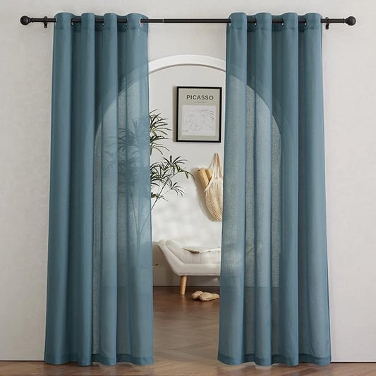 NICETOWN Sheer Linen Curtains 84 inch Long by NICETOWN