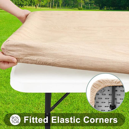 Smiry Rectangle Picnic Table Cover, Waterproof Elastic Fitted Vinyl Tablecloth - Image 2
