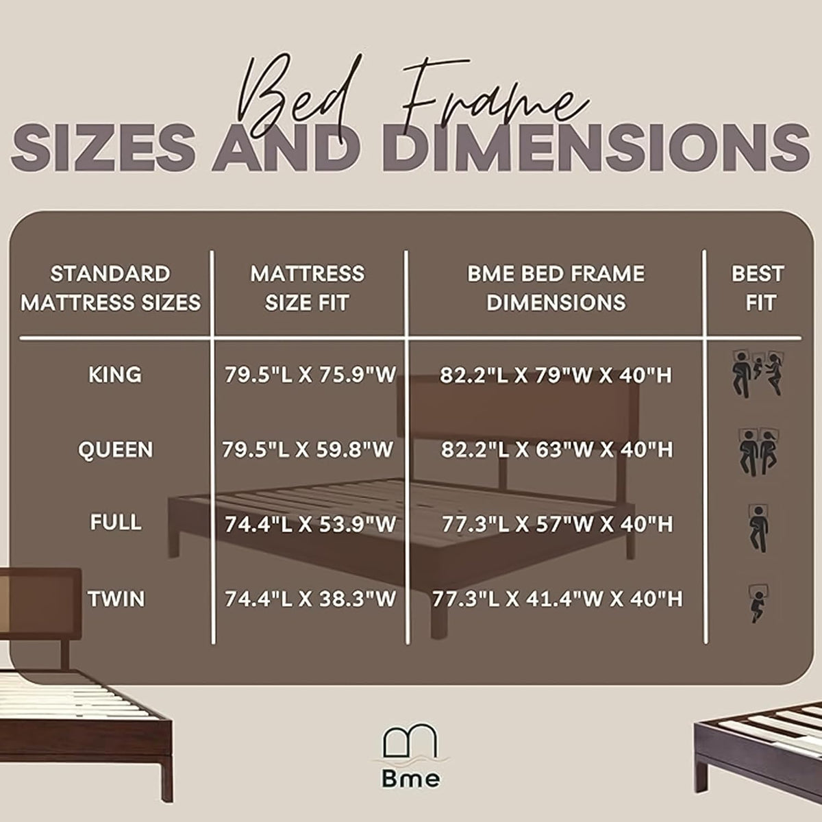 bme nipe king bohemian bedframe with adjustable wicker showing dimensions