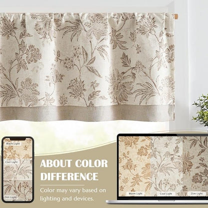 jinchan Floral Valance Curtain Linen Kitchen Valance - Image 7