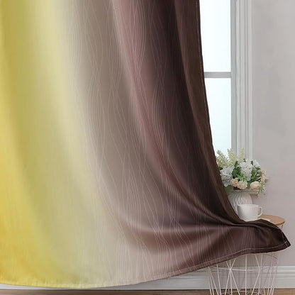 Estelar Textiler Brown and Yellow Gradient Blackout Curtains - Image 6