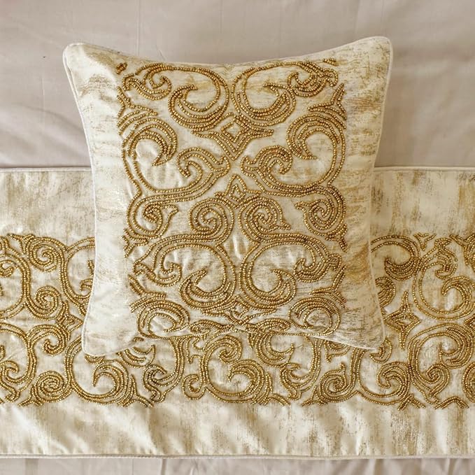 The HomeCentric King/Queen/Twin Gold Designer CA King 86"x18" Bed Runner - Image 2