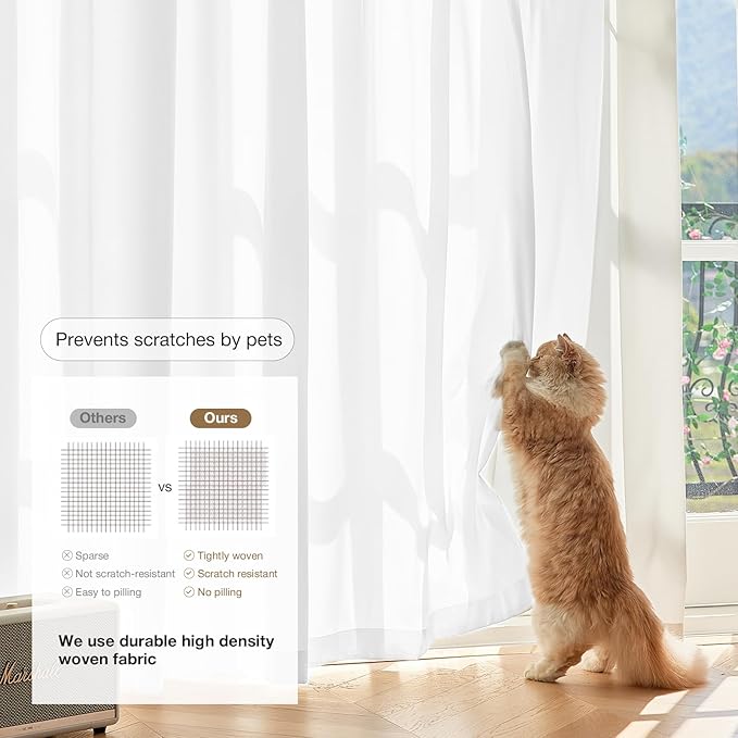 Anmao Non-See-Through Bright White Privacy Semi Sheer Curtains - Image 4