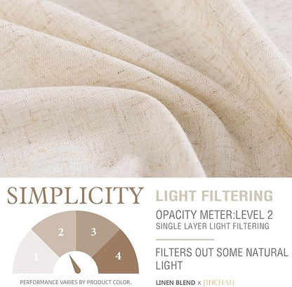 jinchan Beige Kitchen Curtains Linen Tier Curtains 24 Inch Farmhouse Cafe Drapes - Image 5