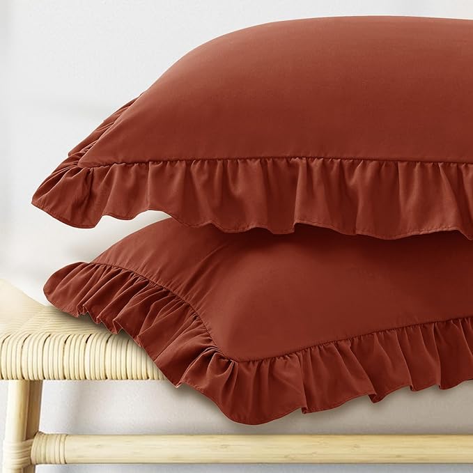 KKJIAF Ruffle Pillow Cases King Size Set of 2, Ruffled Pillow Covers by KKJIAF