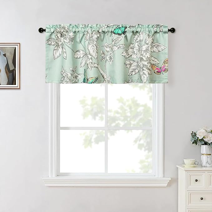 Leeva Rustic Kitchen Curtains Valances, 52 x 18 Inch Rod Pocket Valance Short - Image 2
