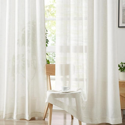 Treatmentex Flax Linen White Semi Sheer Curtains - Image 9