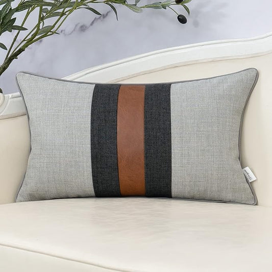 Yangest Patchwork Pillow Cover 12x20 Inch Luxury Cotton and Linen Cushion Cover by Yangest