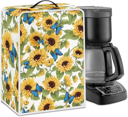 Mumeson Blue Butterfly Sunflower Coffee Maker Cover by Mumeson
