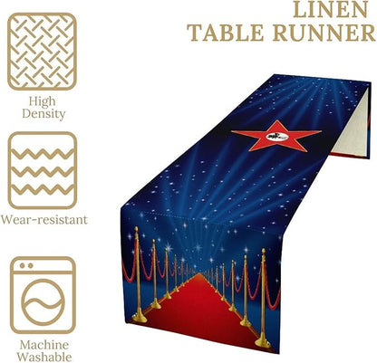Red Carpet Table Runner Gold Star Spotlight Movie Night Show Table Decor Dinner - Image 4