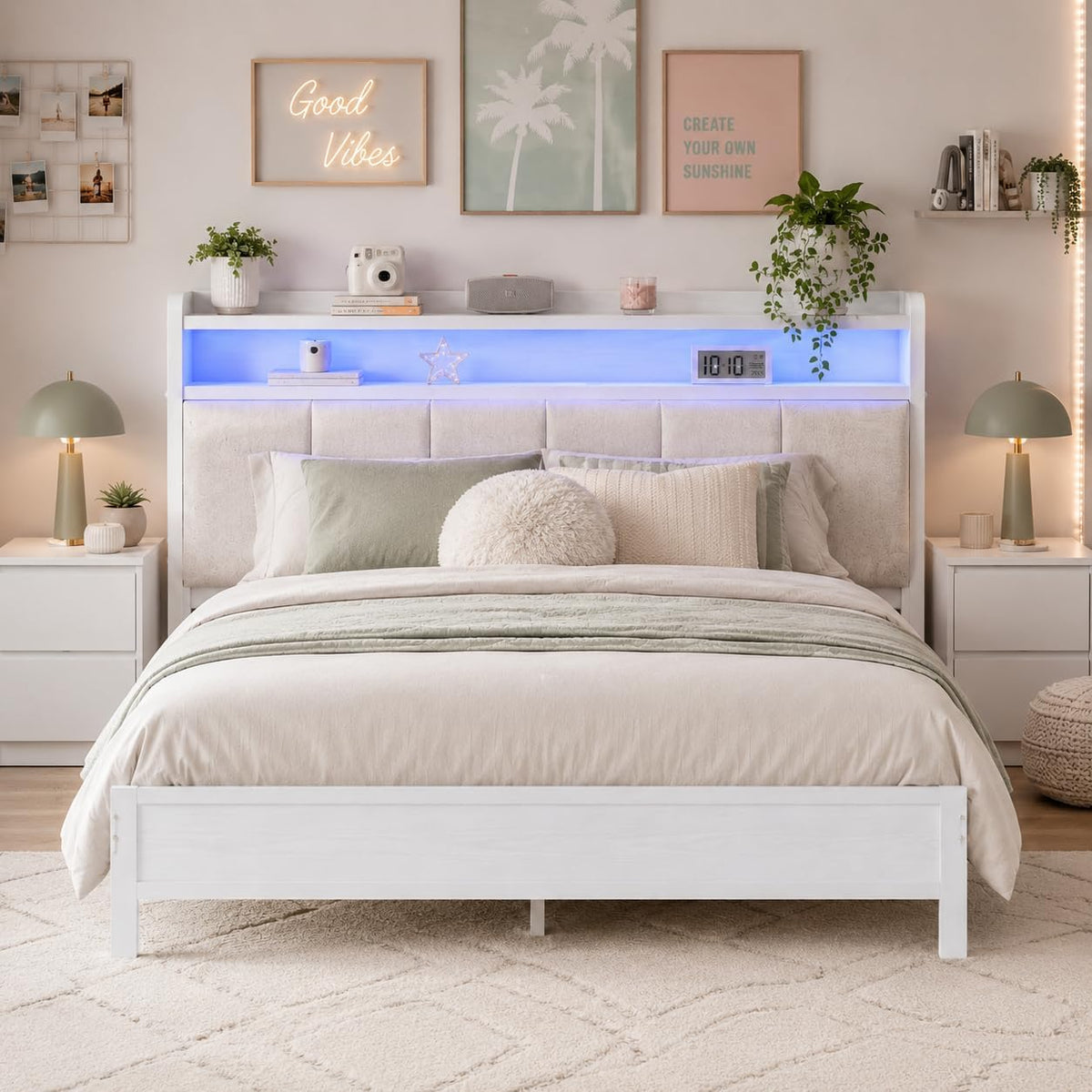 immerstable full size bed frame with led lights, main product view