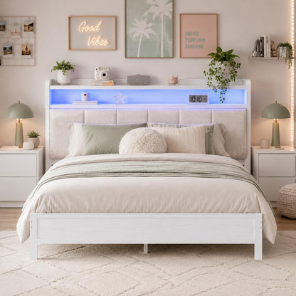 immerstable full size bed frame with led lights, main product view