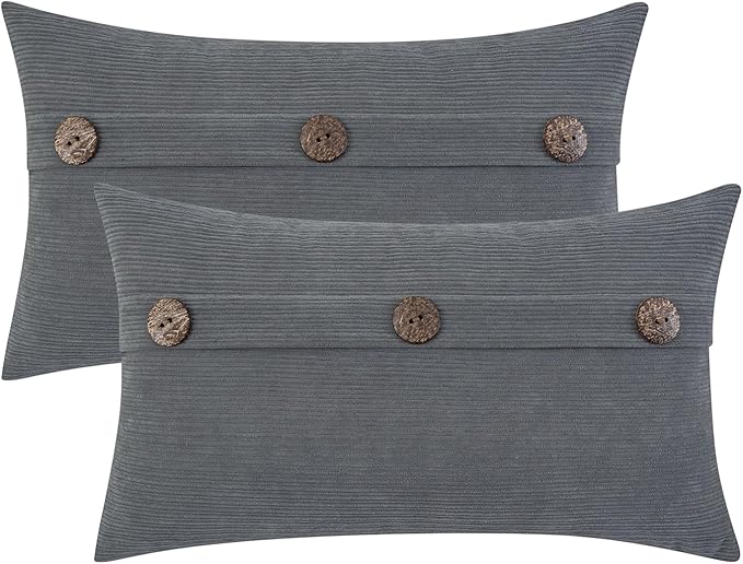 HWY 50 Gray Grey Chenille Throw Pillow Covers 12x20 Inch by HWY50