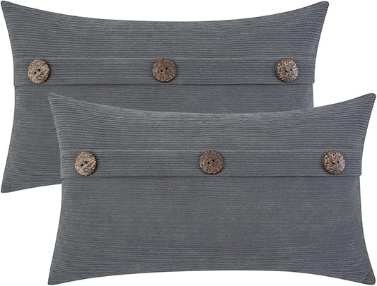 HWY 50 Gray Grey Chenille Throw Pillow Covers 12x20 Inch by HWY50