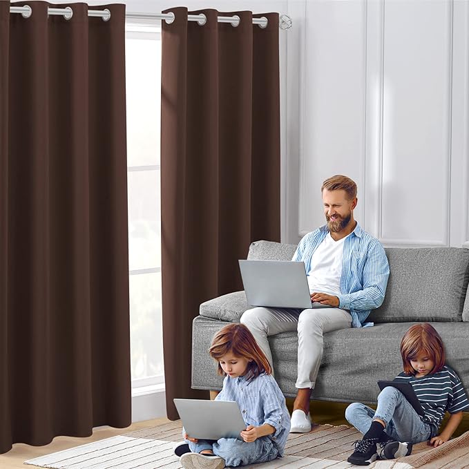 HOMEIDEAS Blackout Curtains for Bedroom 52 X 84 Inch Long 2 Panels Set - Image 2