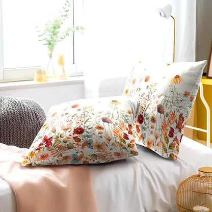 Fall Floral Throw Pillow Covers 24x24inch Set of 2 Autumn Flowers Harvest - Image 6