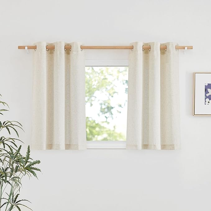 NICETOWN Natural Linen Kitchen Window Curtains Over Sink, Grommet Thick Linen by NICETOWN
