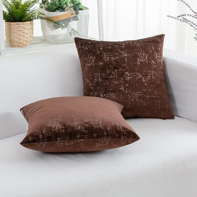 HWY 50 Coffee Velvet Throw Pillow Covers 18x18 Inch - Image 2