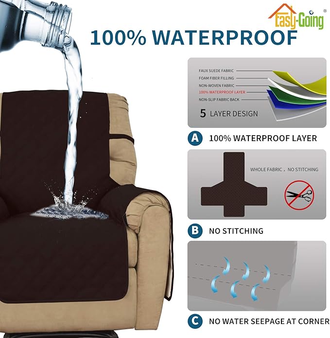 Easy-Going Sofa Slipcover Waterproof Oversized Recliner Chair Cover Non-Slip - Image 3