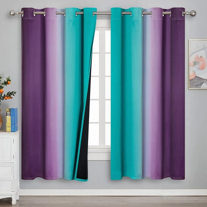Estelar Textiler Ombre Teal and Purple Blackout Curtains 72 Inch Length 2 panels by ESTELARTEXTILER