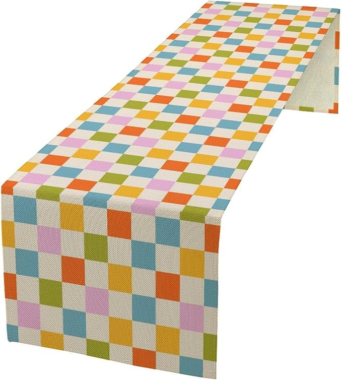 Retro Checkered Table Runner, 60s 70s Summer Seasonal Table Runners by Unknown
