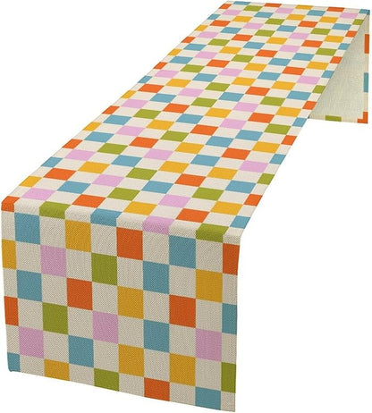 Retro Checkered Table Runner, 60s 70s Summer Seasonal Table Runners by Unknown