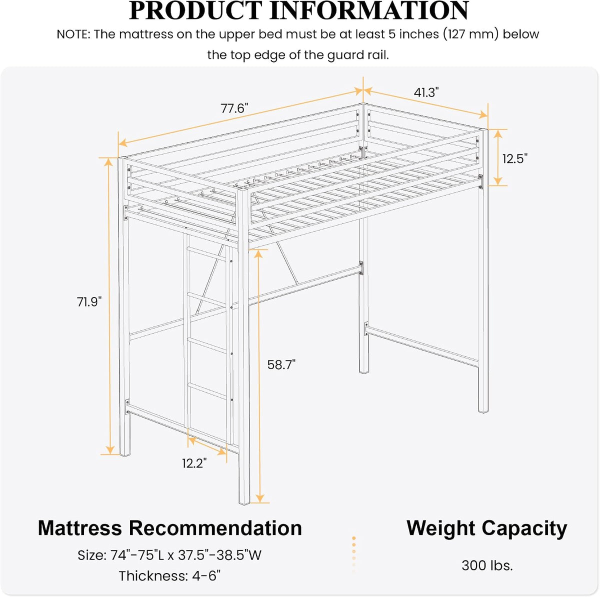 sha cerlin loft bed twin size with ladder shown in use