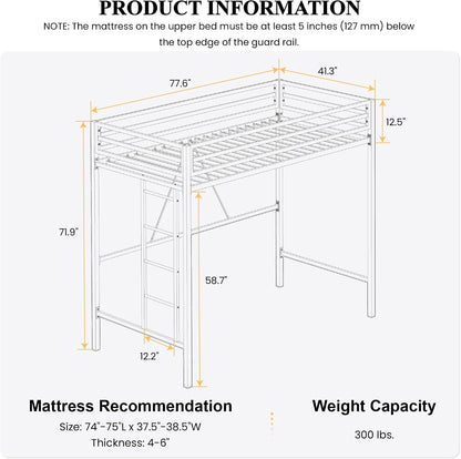 sha cerlin loft bed twin size with ladder shown in use