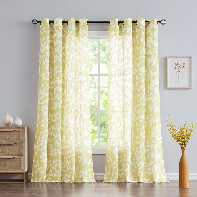 Treatmentex Yellow and White Curtains by Treatmentex