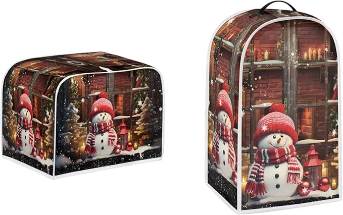 Cute Snowman Print Christmas Appliance Covers Set Washable Kitchen Blender Dust by Pointodoor