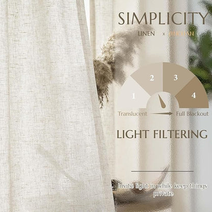 jinchan Linen Curtains for Living Room Bedroom Light Filtering Semi Sheer - Image 6