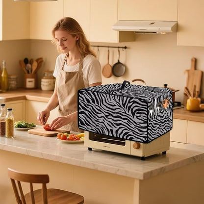 Grey Zebra Print Microwave Oven Dust Cover Dust-Proof Waterproof Microwave - Image 3