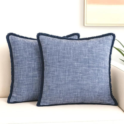 Set of 2 Textured Cotton Throw Pillow Covers by OveeshaHomeDecor