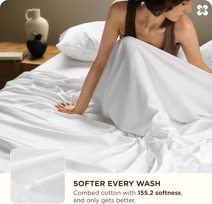 Bedsure Bamboo Rayon Cotton Sheets, Queen Sheet Set, GentleSoft, Breathable - Image 3