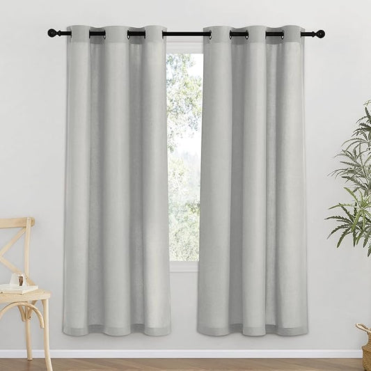 NICETOWN Gray Thick Linen Curtains 72" Length, Grommet Privacy Window by NICETOWN