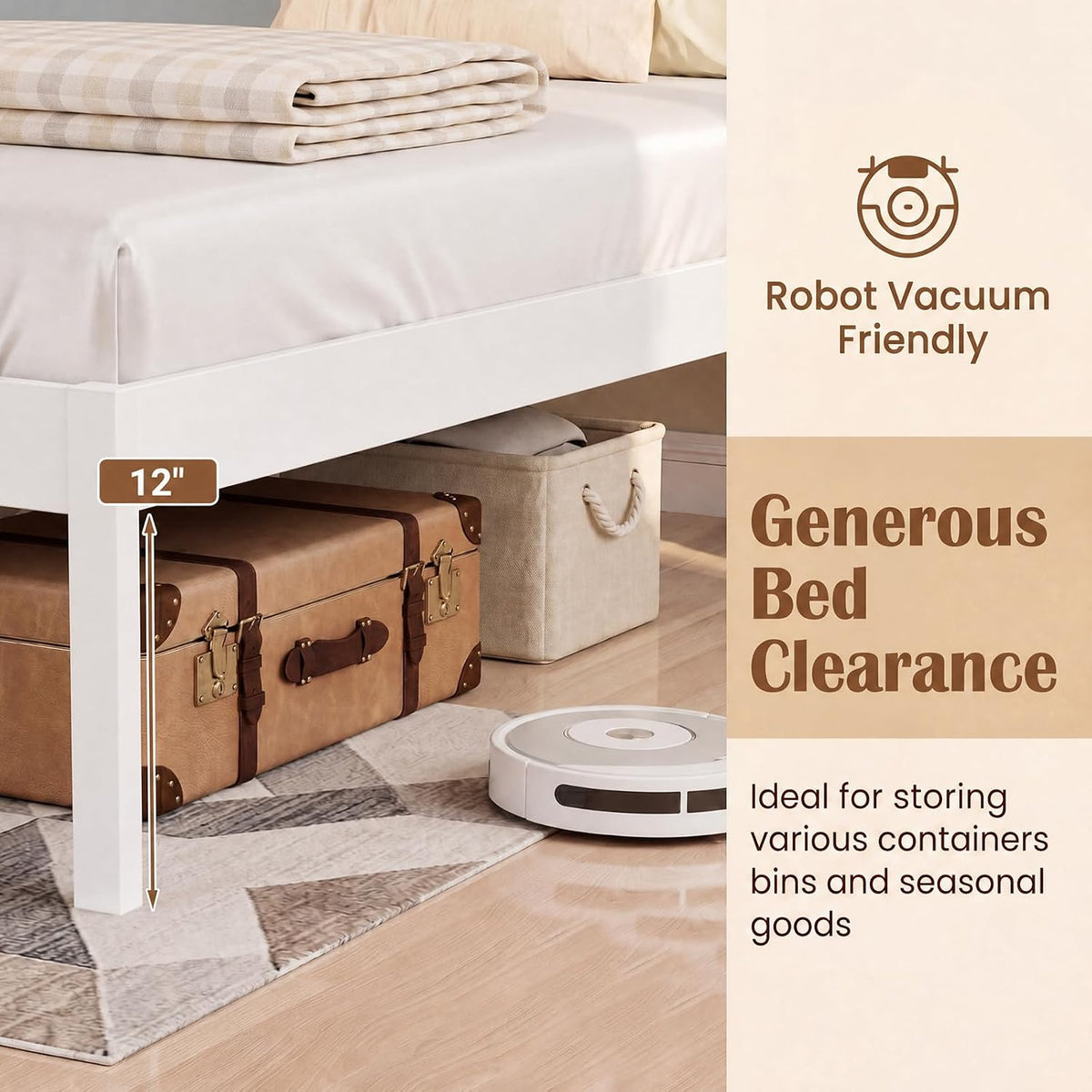 komfott queen size bed frame, farmhouse wooden platform, package contents