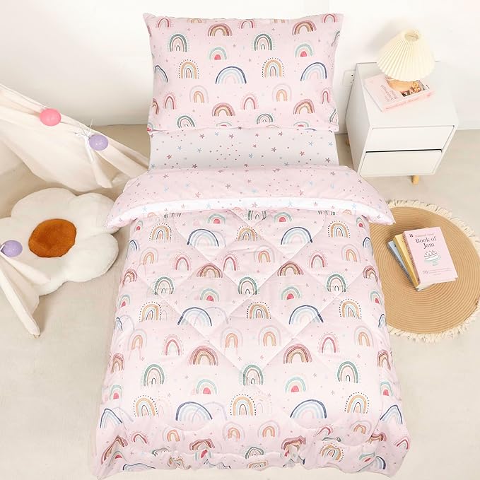 Toddler Bedding Set for Girls, 4 Piece Toddler Girl Bedding Set, Super Soft & by CARUILI