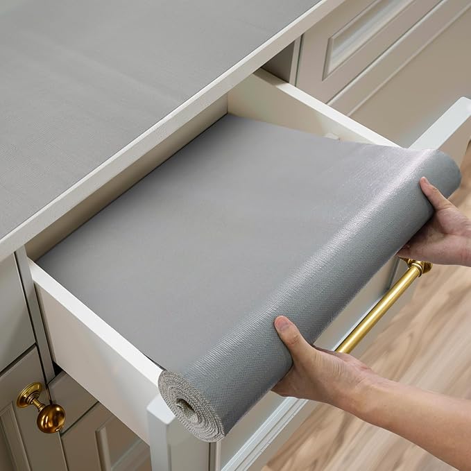 Shelf and Drawer Liner for Kitchen Cabinets Non-Adhesive, Strong Grip Non-Slip by Shinlendid
