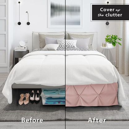 Nestl Blush Pink Bed Skirt Twin Size, Pinch Pleat Twin Bed Skirt, Hotel Quality - Image 4