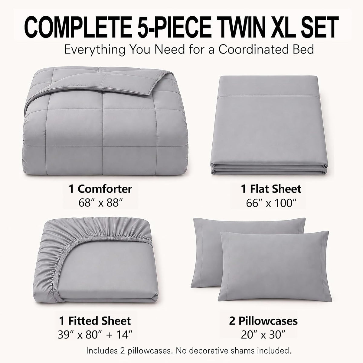 cozylux twin xl comforter set grey - 5 shown in use