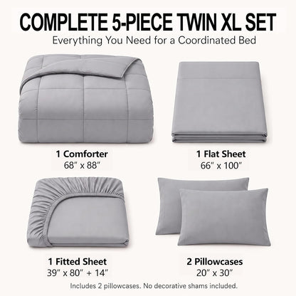 cozylux twin xl comforter set grey - 5 shown in use