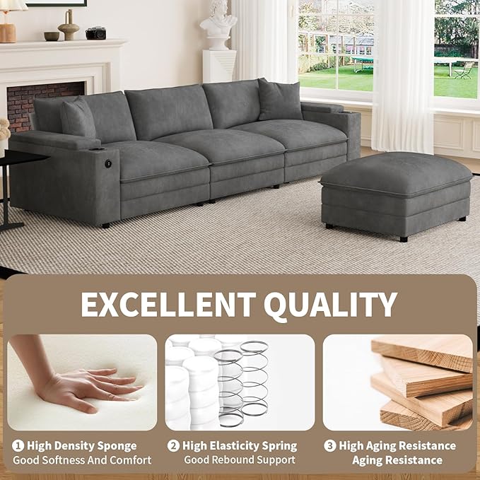 115" L Shaped Cloud Sofa Couch - Image 7